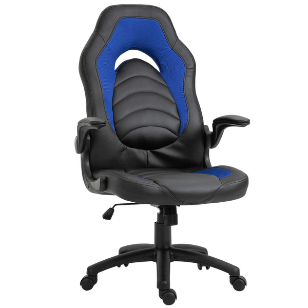 sconto Sedia da Gaming Ergonomica 66,5x51x115-125 cm in Similpelle Nera e Blu