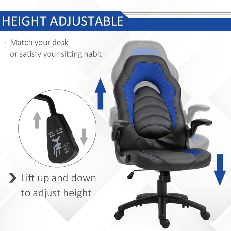 Sedia da Gaming Ergonomica 66,5x51x115-125 cm in Similpelle  Nera e Blu