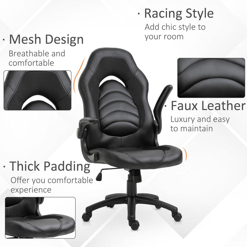 Sedia da Gaming Ergonomica 66,5x51x115-125 cm in Similpelle  Nera