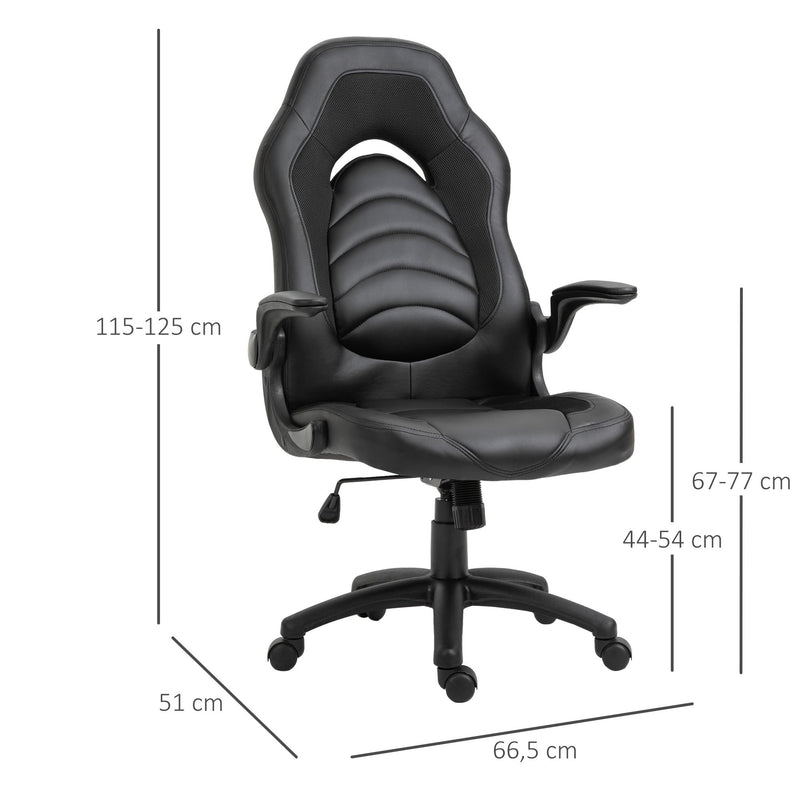 Sedia da Gaming Ergonomica 66,5x51x115-125 cm in Similpelle  Nera