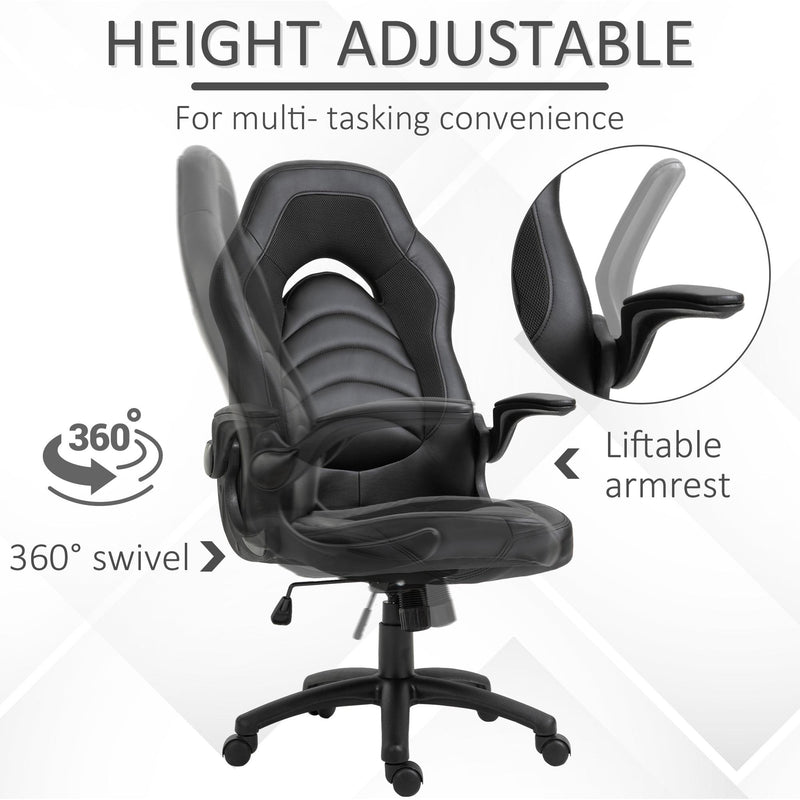 Sedia da Gaming Ergonomica 66,5x51x115-125 cm in Similpelle  Nera