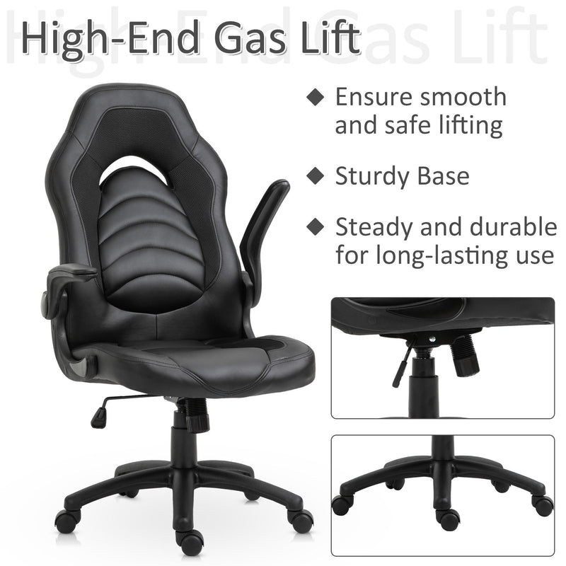 Sedia da Gaming Ergonomica 66,5x51x115-125 cm in Similpelle  Nera