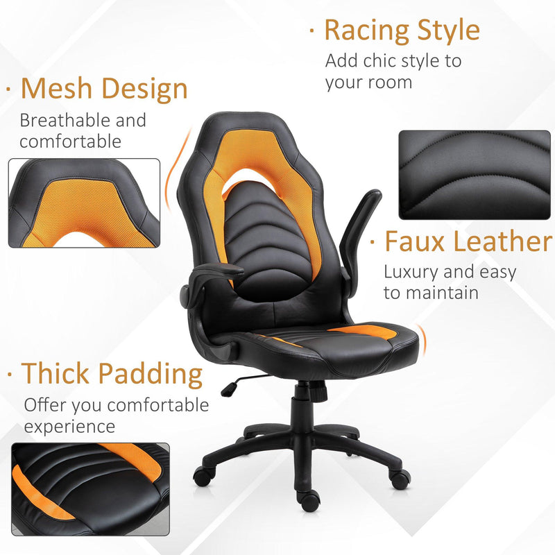 Sedia da Gaming Ergonomica 66,5x51x115-125 cm in Similpelle  Nera e Arancione