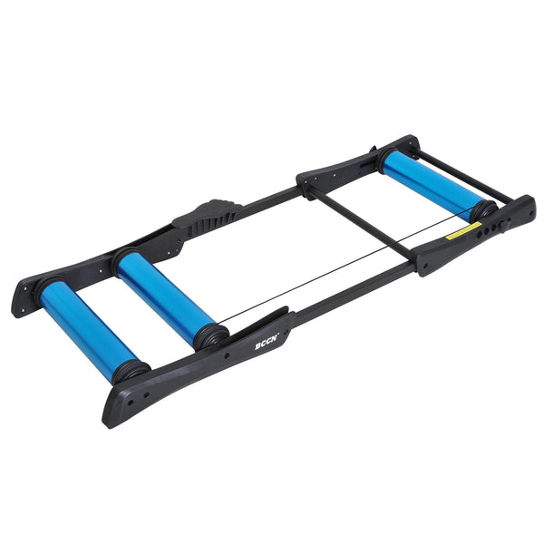 sconto Rullo Bici Allenamento Lunghezza Regolabile 145x56x10,5 cm Nero e Blu