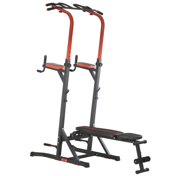 acquista Stazione Multifunzione Pieghevole per Sollevamenti Trazione Addominali Flessioni  Nera e Rossa