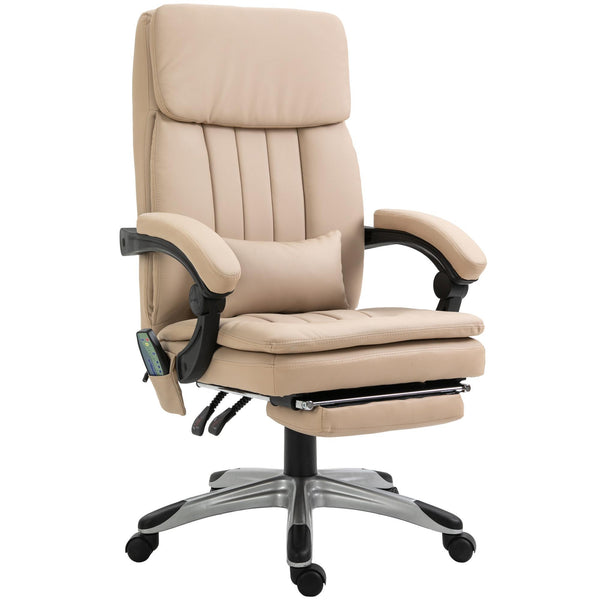 acquista Sedia da Ufficio Presidenziale Massaggiante con Riscaldamento in Similpelle 67x69x106-116 cm  Beige