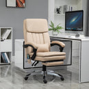 Sedia da Ufficio Presidenziale Massaggiante con Riscaldamento in Similpelle 67x69x106-116 cm  Beige