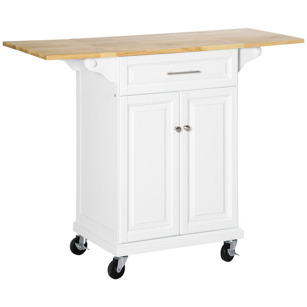 Carrello da Cucina Espandibile 1 Cassetto 2 Ante 119,6x45,7x91,2 cm con Ruote  Bianco sconto