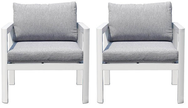 Poltrona da Giardino 70x75x60 cm in Alluminio Bianco con Cuscini Grigio