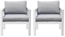 Poltrona da Giardino 70x75x60 cm in Alluminio Bianco con Cuscini Grigio