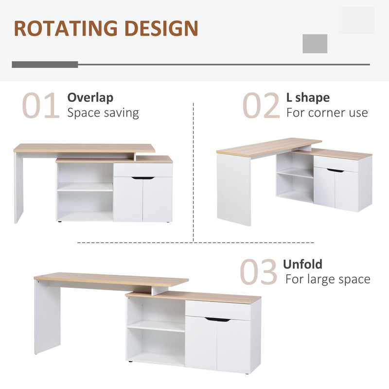 Scrivania da Ufficio Angolare 2 Ripiani 140x117x76 cm in Legno 