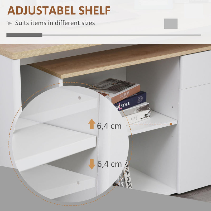 Scrivania da Ufficio Angolare 2 Ripiani 140x117x76 cm in Legno 
