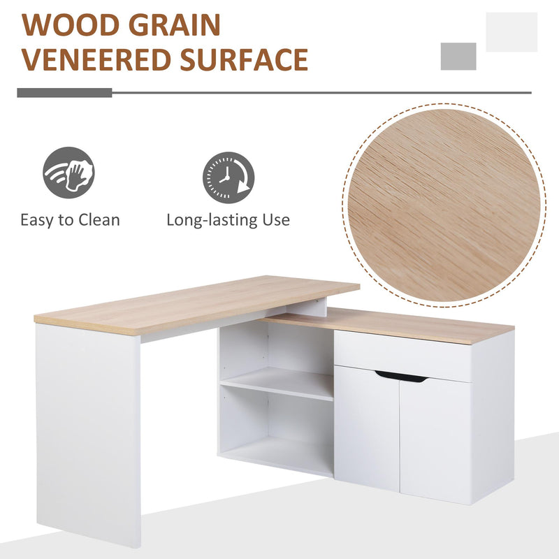 Scrivania da Ufficio Angolare 2 Ripiani 140x117x76 cm in Legno 