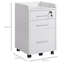 Cassettiera Portadocumenti da Ufficio 39,2x40x65,4 cm 3 Cassetti  Bianca