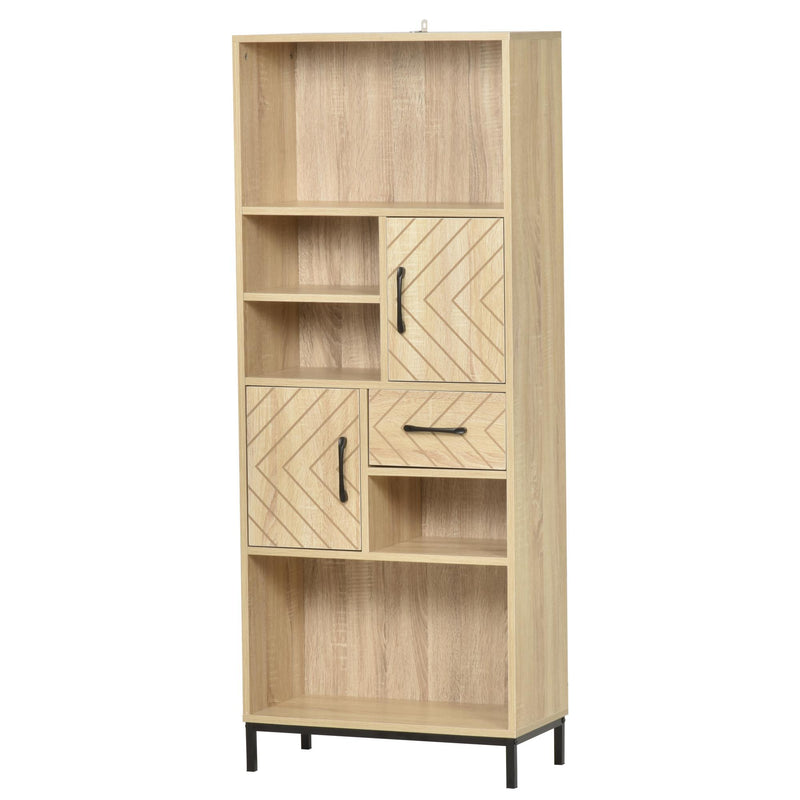 Libreria 60x30x150 cm con Ante e Cassetti in Legno 