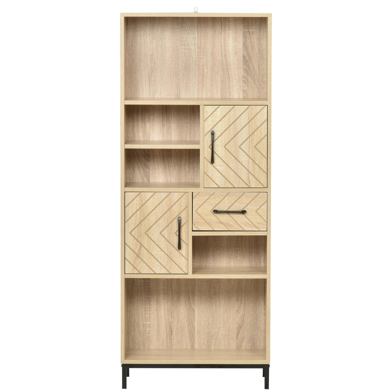 Libreria 60x30x150 cm con Ante e Cassetti in Legno 