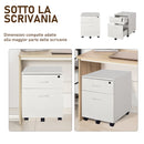 Cassettiera Portadocumenti da Ufficio 40x44x54,6 cm 2 Cassetti in Legno  Bianca