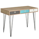 Scrivania 3 Cassetti 110x50x77,5 cm in Truciolare e Metallo  Rovere chiaro