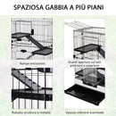 Gabbia per Criceti 3 Livelli 81,2x52,7x110 cm in Metallo e Plastica  Nera