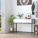 Consolle Fissa 120x34x81 cm in Truciolare e Acciaio  Bianco e Nero