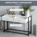 Consolle Fissa 120x34x81 cm in Truciolare e Acciaio  Bianco e Nero
