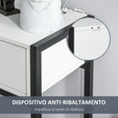 Consolle Fissa 120x34x81 cm in Truciolare e Acciaio  Bianco e Nero