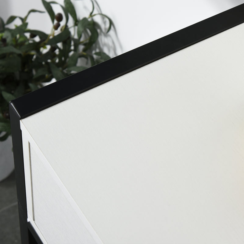 Consolle Fissa 120x34x81 cm in Truciolare e Acciaio  Bianco e Nero