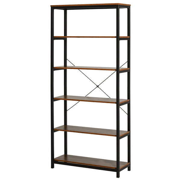 Libreria 6 Ripiani 80x30x180 cm in Legno e Metallo Nera sconto