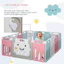 Box Recinto Attività per Bambini 149x155x64 cm in Plastica  Azzurro Bianco e Rosa