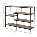 Libreria Scaffale 5 Ripiani 120x32x95 cm in Legno e Metallo  Nero