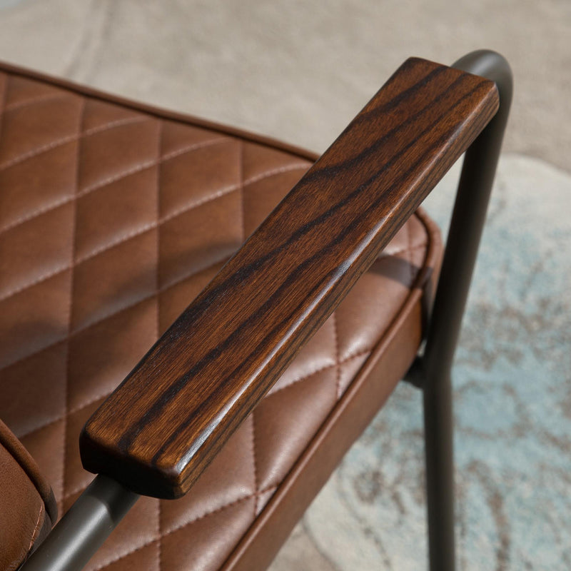 Set 2 Sedie Imbottite 58,5x59x81 cm in Similpelle e Acciaio  Marrone