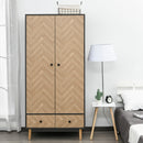 Armadio 2 Ante 2 Cassetti 90x50x190 cm in Legno  Grigio Scuro