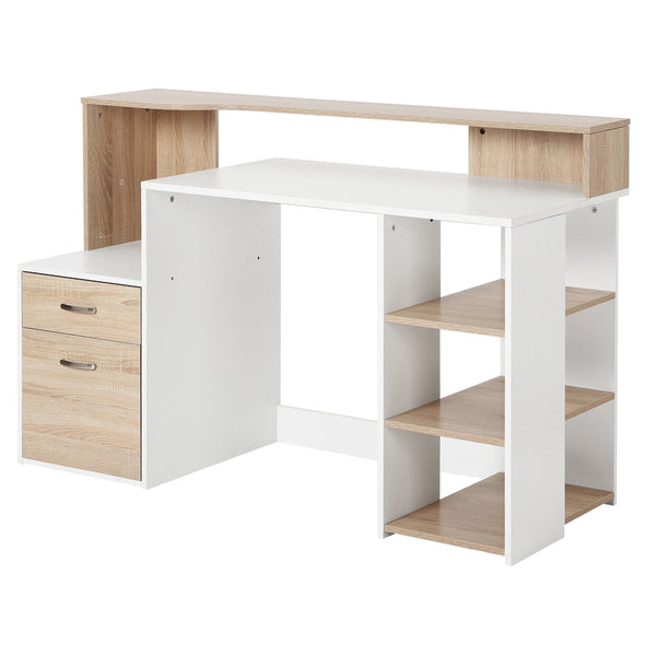 acquista Scrivania da Ufficio Porta PC 137x55x92 cm in Legno MDF Legno Naturale e Bianco