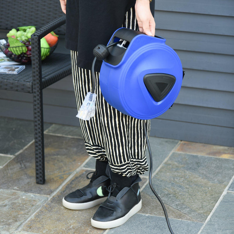 Avvolgicavo Elettrico Automatico da Parete 20m 3 Attacchi  Blu