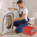 Cassetta Porta Attrezzi 5 Vassoi 3 Ripiani in Metallo Pieghevole  Rossa