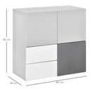 Armadietto Multiuso 2 Cassetti 3 Ante 80x38x80 cm in MDF  Grigio e Bianco