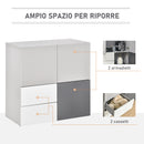 Armadietto Multiuso 2 Cassetti 3 Ante 80x38x80 cm in MDF  Grigio e Bianco