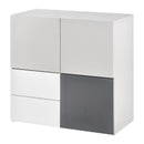 Armadietto Multiuso 2 Cassetti 3 Ante 80x38x80 cm in MDF  Grigio e Bianco
