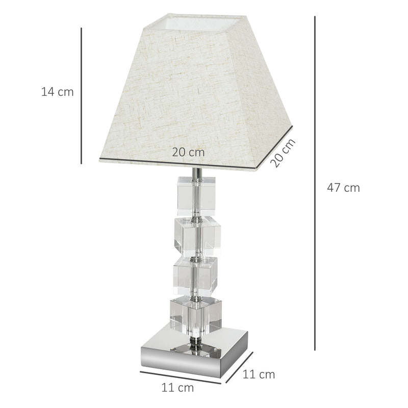 Lampada da Comodino Abat Jour con Paralume in Tessuto E14 20x20x47 cm  Crema