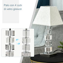 Lampada da Comodino Abat Jour con Paralume in Tessuto E14 20x20x47 cm  Crema