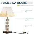 Lampada da Comodino Abat Jour con Paralume in Tessuto E14 20x20x47 cm  Crema
