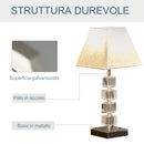 Lampada da Comodino Abat Jour con Paralume in Tessuto E14 20x20x47 cm  Crema