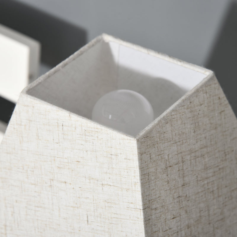 Lampada da Comodino Abat Jour con Paralume in Tessuto E14 20x20x47 cm  Crema