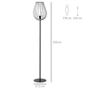 Lampada da Terra con Paralume in Metallo E27 Ø27,5x159 cm  Nera