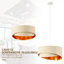 Lampadario a Soffitto Moderno a Sospensione E27 Ø50x136 cm  Beige e Oro