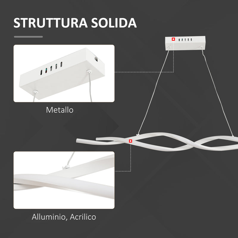 Lampadario a LED Moderno Sospeso Luce Fredda 6500K 90x9x9 cm  Argento