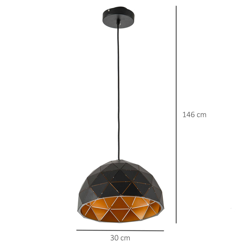 Lampadario a Soffitto Vintage a Sospensione E27 Ø30x146 cm  Nero