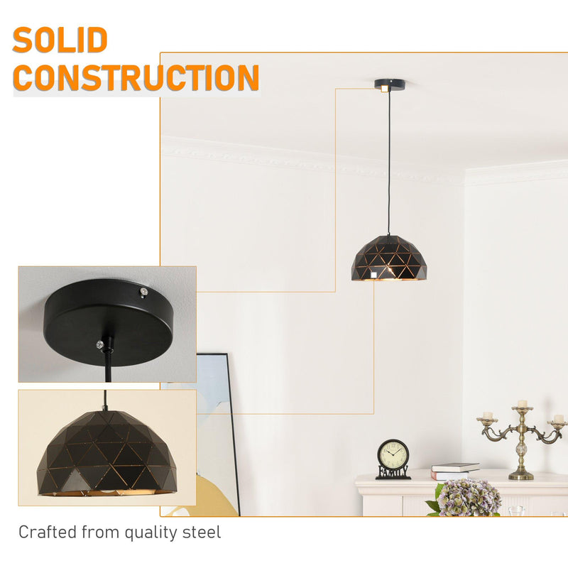 Lampadario a Soffitto Vintage a Sospensione E27 Ø30x146 cm  Nero