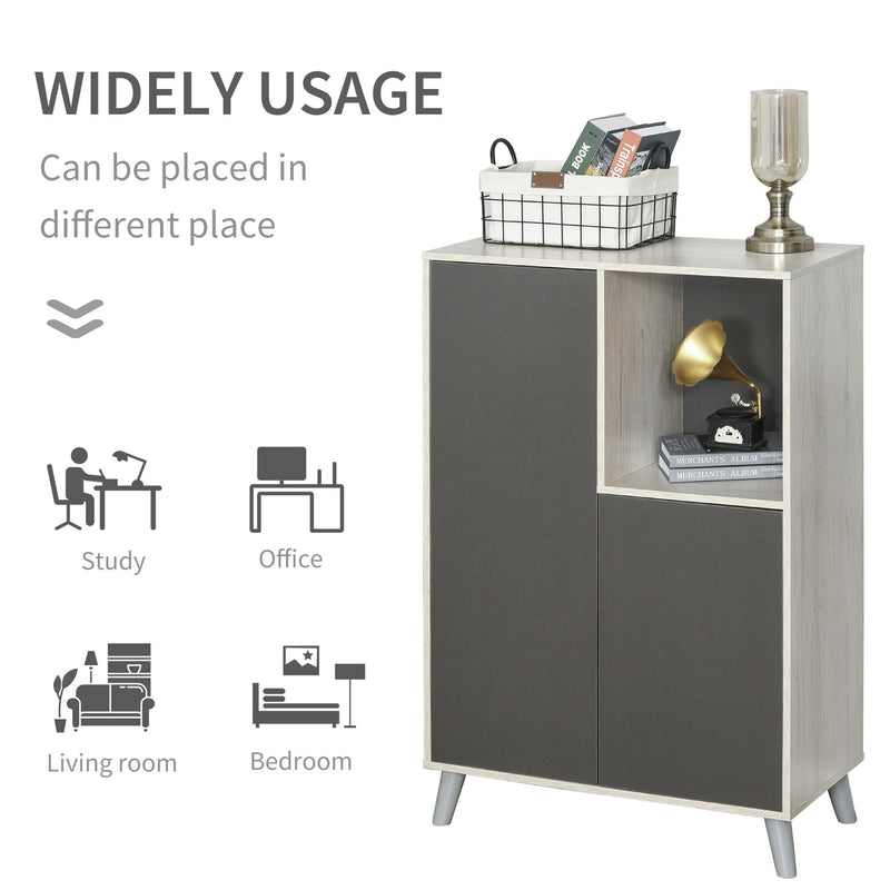 Mobile Libreria 2 Ante e Vano Aperto 80x40x120 cm  Grigio Scuro