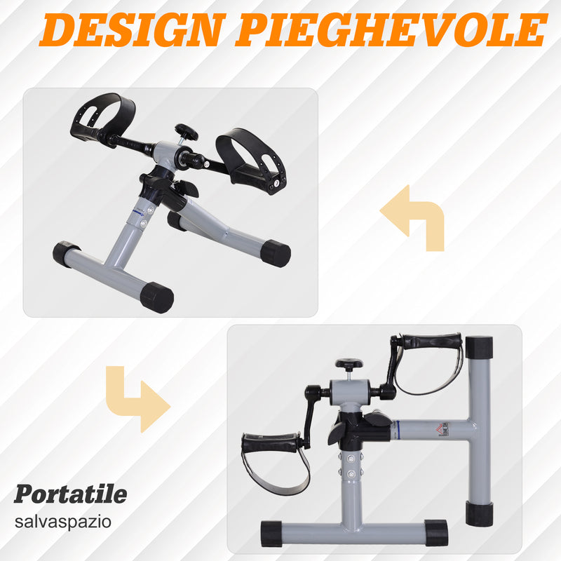 Mini Pedaliera Cyclette per Gambe e Braccia Max 60 Kg  Grigia